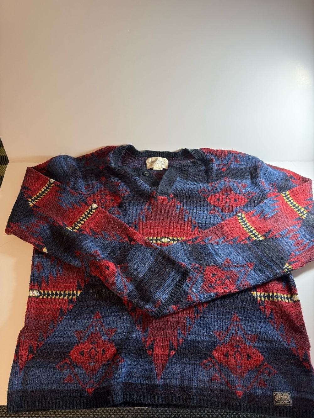 denim supply ralph lauren mens sweater Henley Medium Southwest Design Cotton - Picture 2 of 10